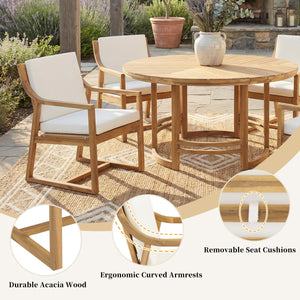Outdoor Dining Set 5-Piece Patio Table and Chairs Set with Umbrella Hole