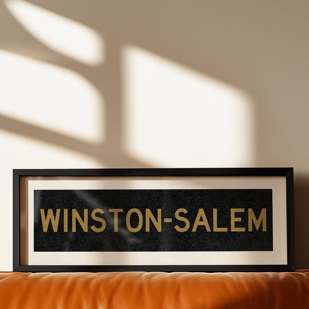 Framed Winston Salem Black & Gold Bus Scroll