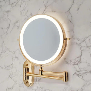 Rechargeable LED Makeup Mirror 10X Magnifying Wall Mount Gold