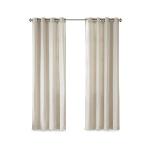 Plaid Rod Pocket and Back Tab Curtain Panel with Fleece Lining - Natural