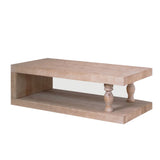 Rustic Solid Wood Coffee Table with Open Shelf – 47.2"