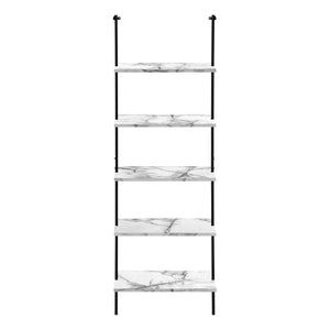 Bookshelf, Bookcase, Etagere, Ladder, 5 Tier, For Office, Marble Look Contemporary & Modern