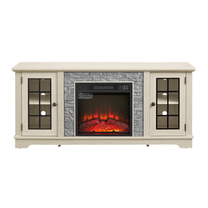 58" Modern TV Stand with Electric Fireplace and Storage