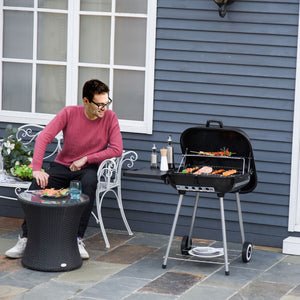 Outsunny 21' Portable Charcoal Grill with Wheels and Bottom Shelf