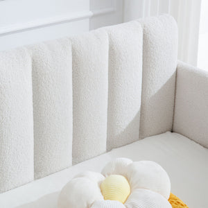 Elena - Boucle Upholstered Daybed, Ribbed Tufted Backrest