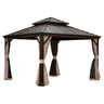 13x13FT Outdoor Hardtop Gazebo with Galvanized Steel Double Roof