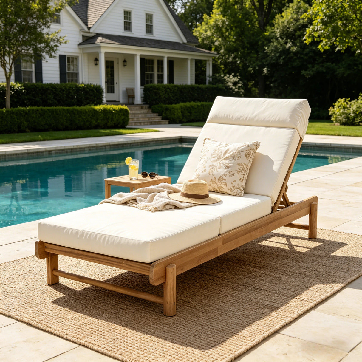 Light Teak Acacia Wood Chaise Lounge Set