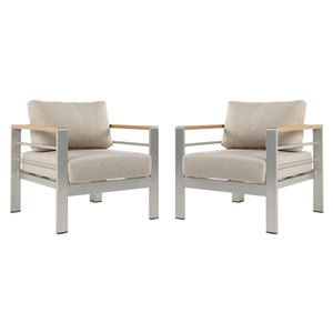 Cora Outdoor Aluminum Club Chair Set with Cushions