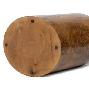 Nebula 20' Accent Oval Pillar Side Table, Medium Brown Walnut Burl Wood