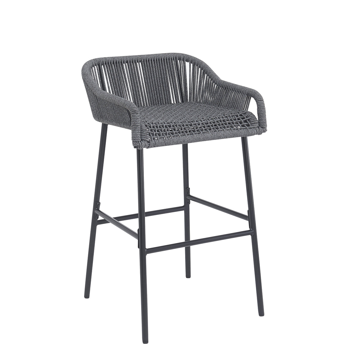 La Push Outdoor Patio Dark Gray Rope Barstool (Set of 2)