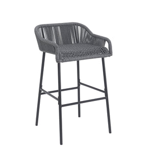 La Push Outdoor Patio Dark Gray Rope Barstool (Set of 2)