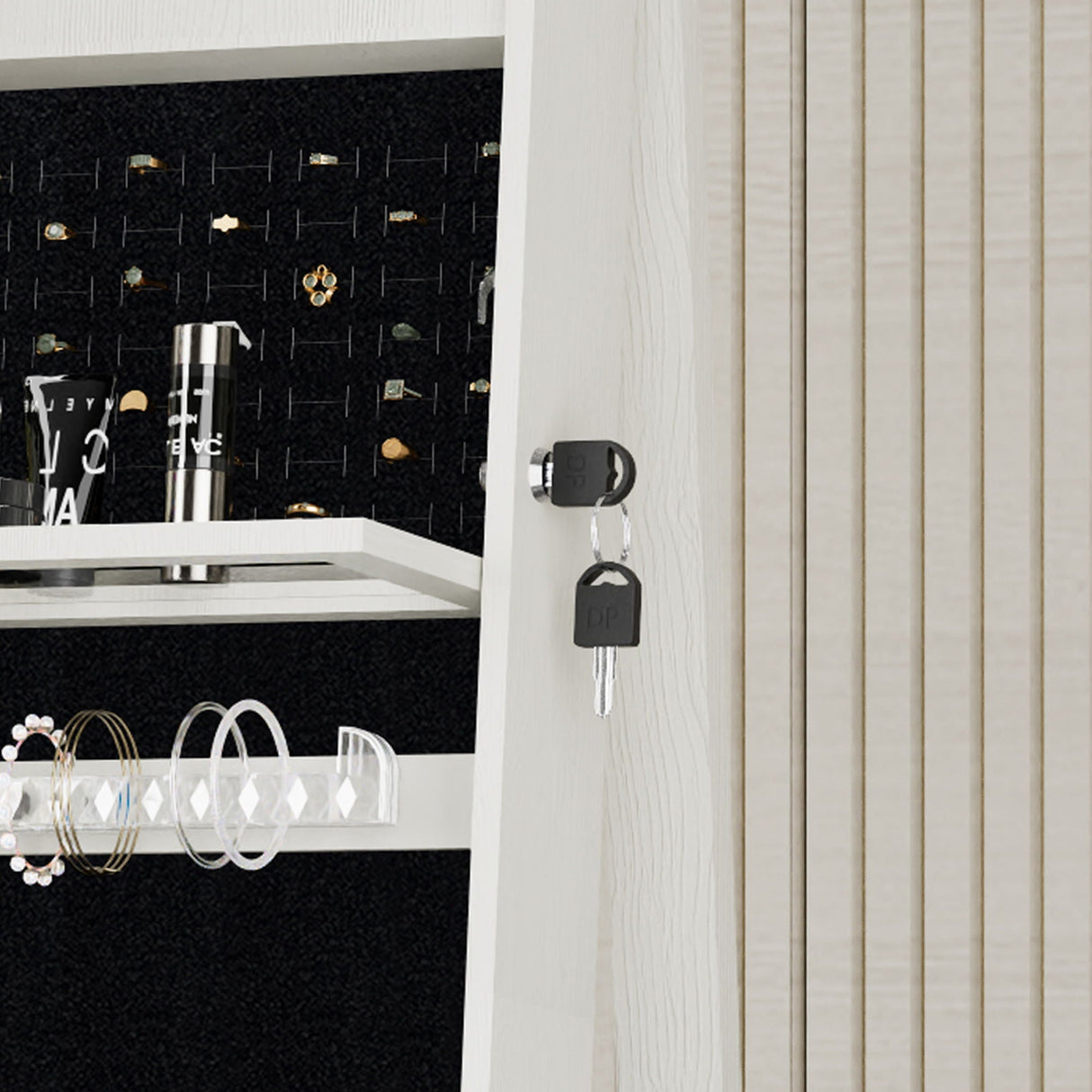 Swivel Jewelry Cabinet With Full Length Mirror
