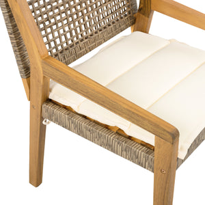 Outdoor Dining Set – Acacia Wood Hermosa Table & Wicker Chairs