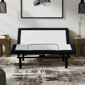 Full Adjustable Bed Base with Massage and USB Ports – White/Charcoal