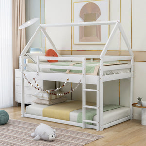 Low Bunk Bed With House Shaped Frame And Ladder