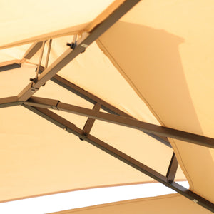 Khaki Outdoor Patio Gazebo Canopy Tent with Ventilated Double Roof and Mosquito Net, 13x10 Ft