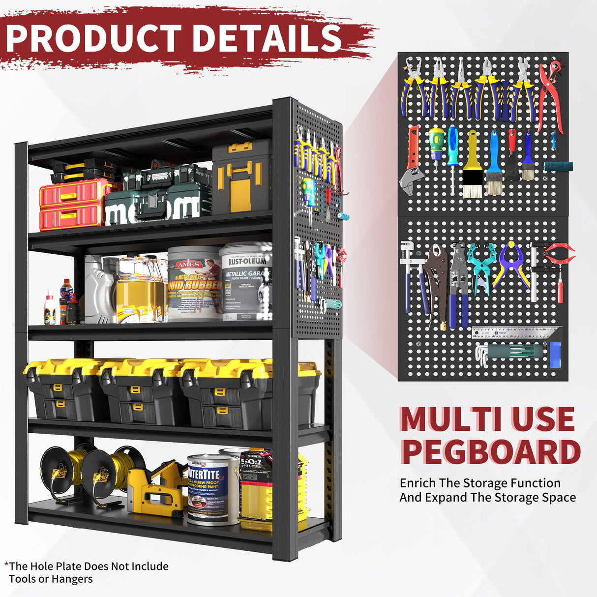 78"H 5-Tier Adjustable Heavy-Duty Storage Shelving Unit