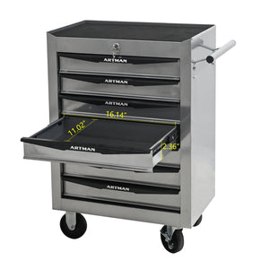 Rolling Metal Tool Chest with 7 Drawers, 20" Cabinet Silver