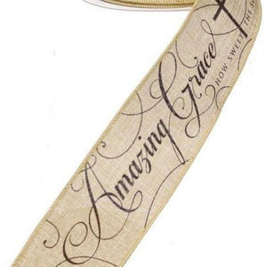 2.5" Amazing Grace Ribbon: Beige & Black (10 Yards)