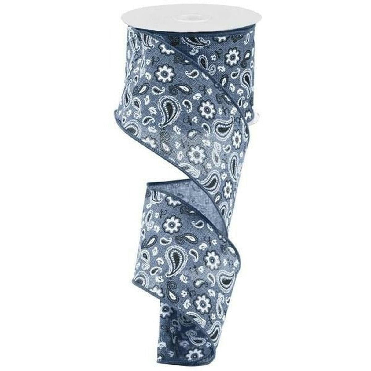 2.5" Bandana Ribbon: Denim Black Blue  (10 Yards)