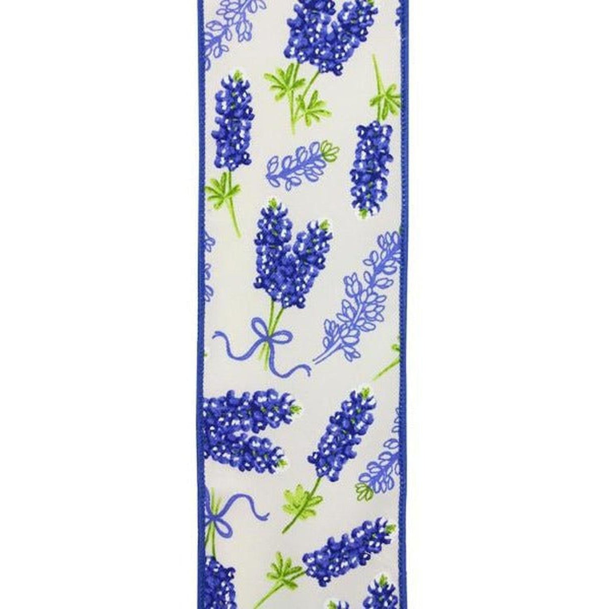 2.5" Bluebonnets Pattern Ribbon: Ivory (10 Yards)