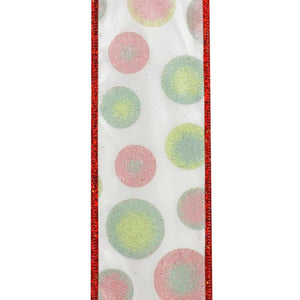 2.5" Bullseye Dots Glitz Ribbon: White (10 Yards)