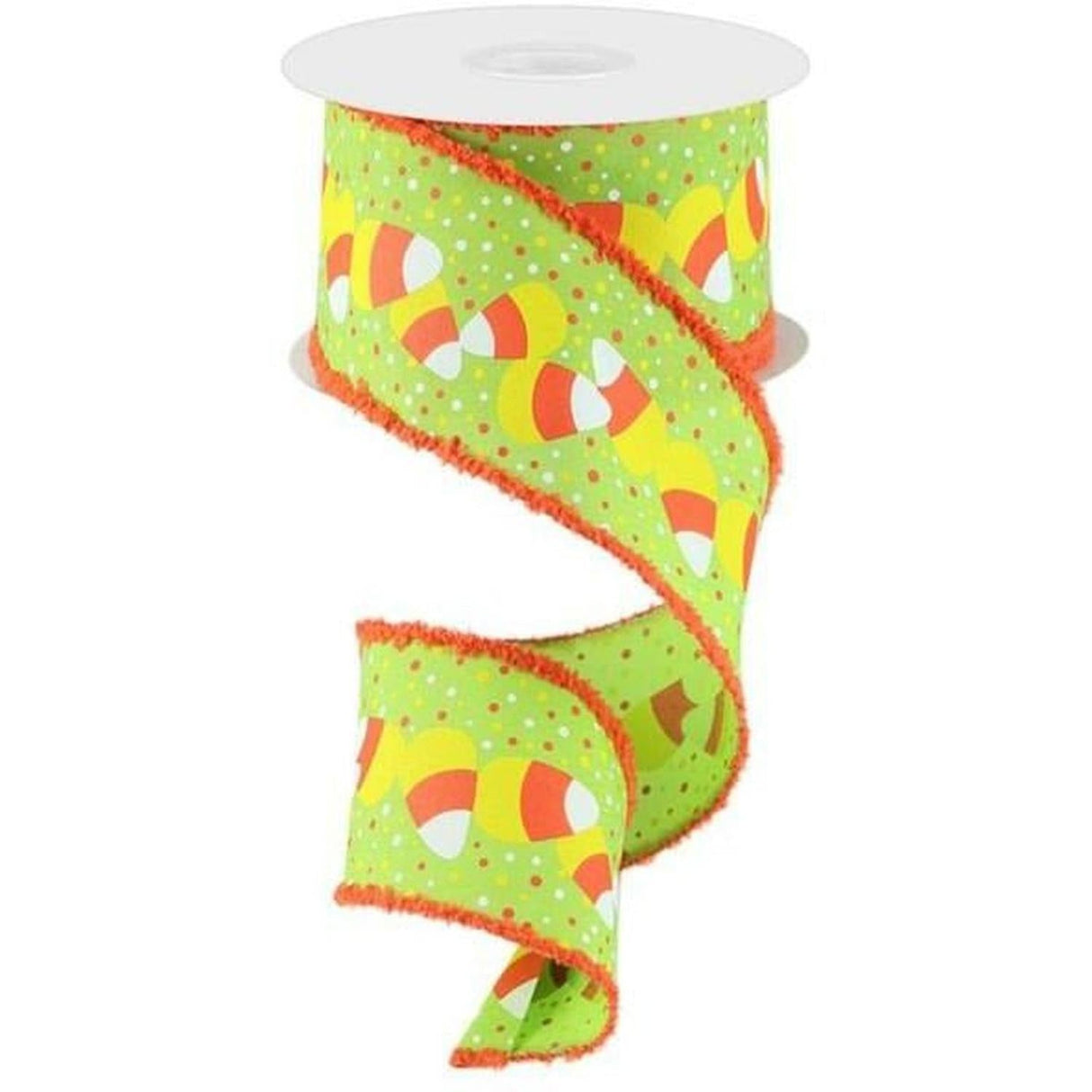 2.5" Candy Corn Drift Edge Ribbon: Lime (10 Yards)