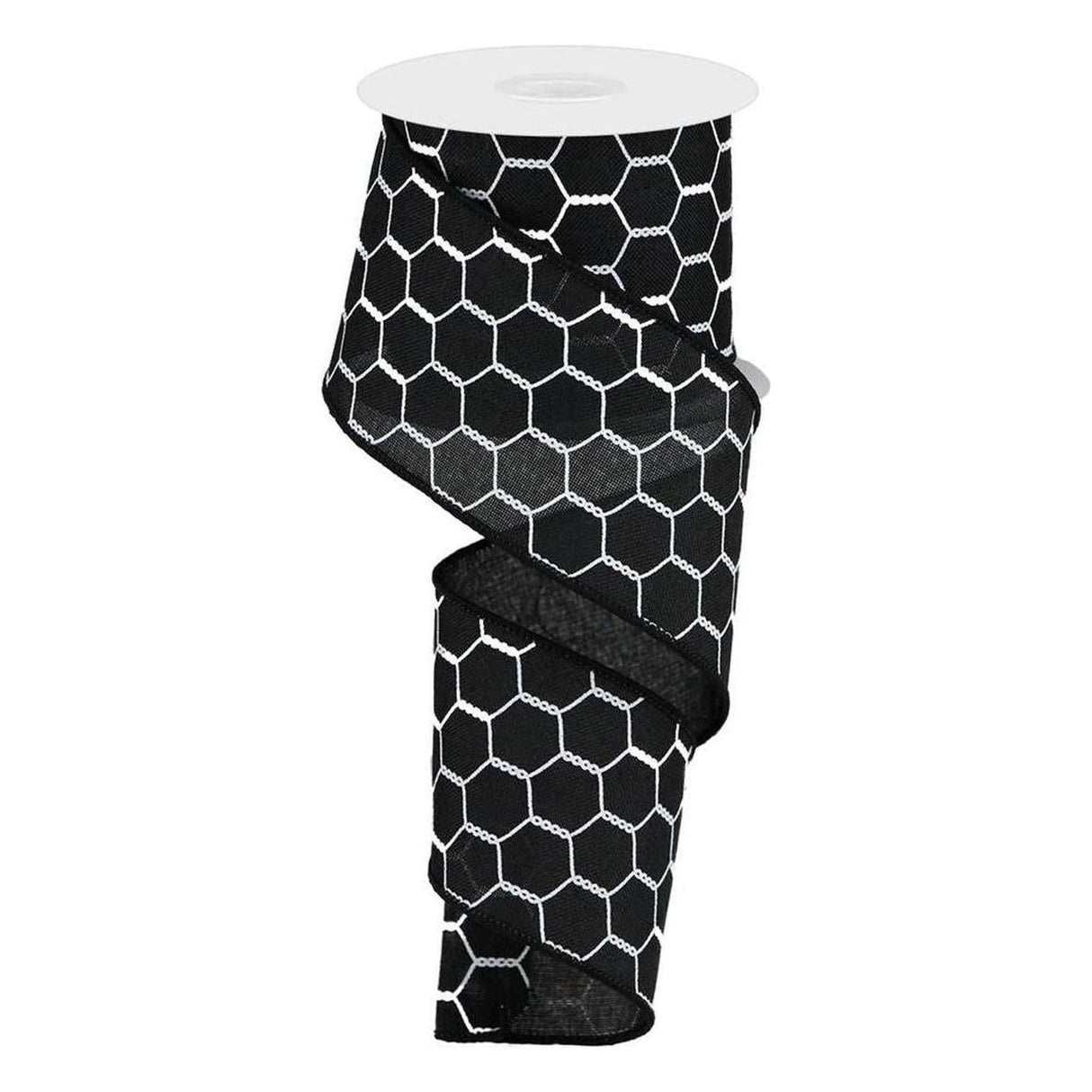 2.5" Chicken Wire Ribbon: Black & White (10 Yards)