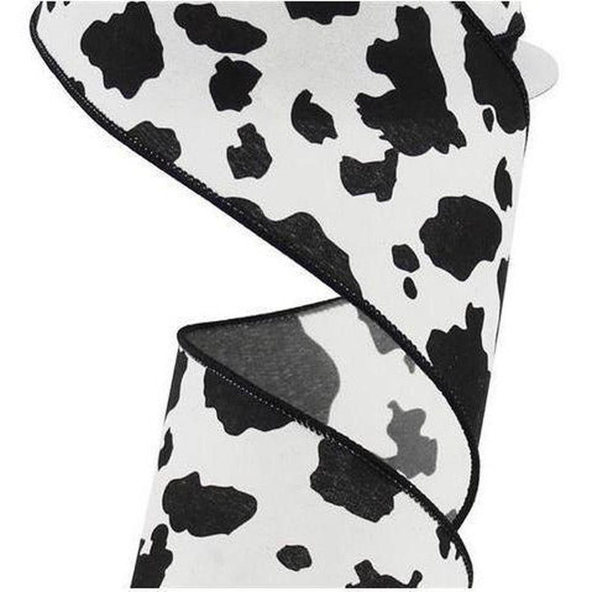2.5" Cowhide Print Ribbon: Black & Ivory (10 Yards)