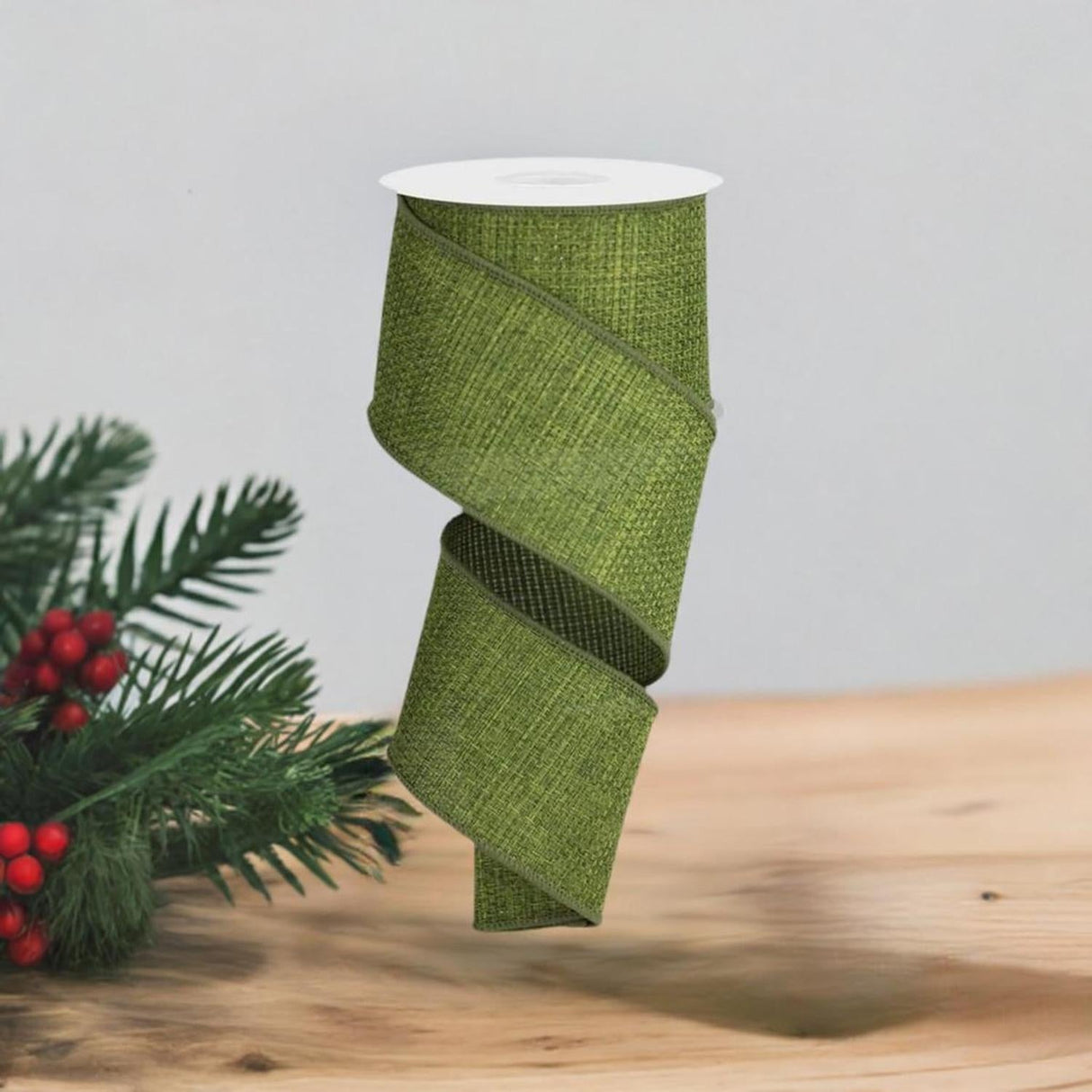 2.5" Cross Royal Burlap Ribbon: Moss Green (10 Yards)