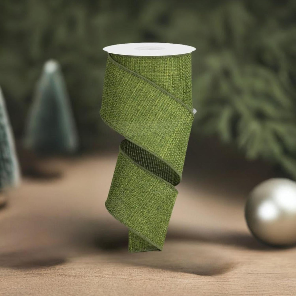 2.5" Cross Royal Burlap Ribbon: Moss Green (10 Yards)
