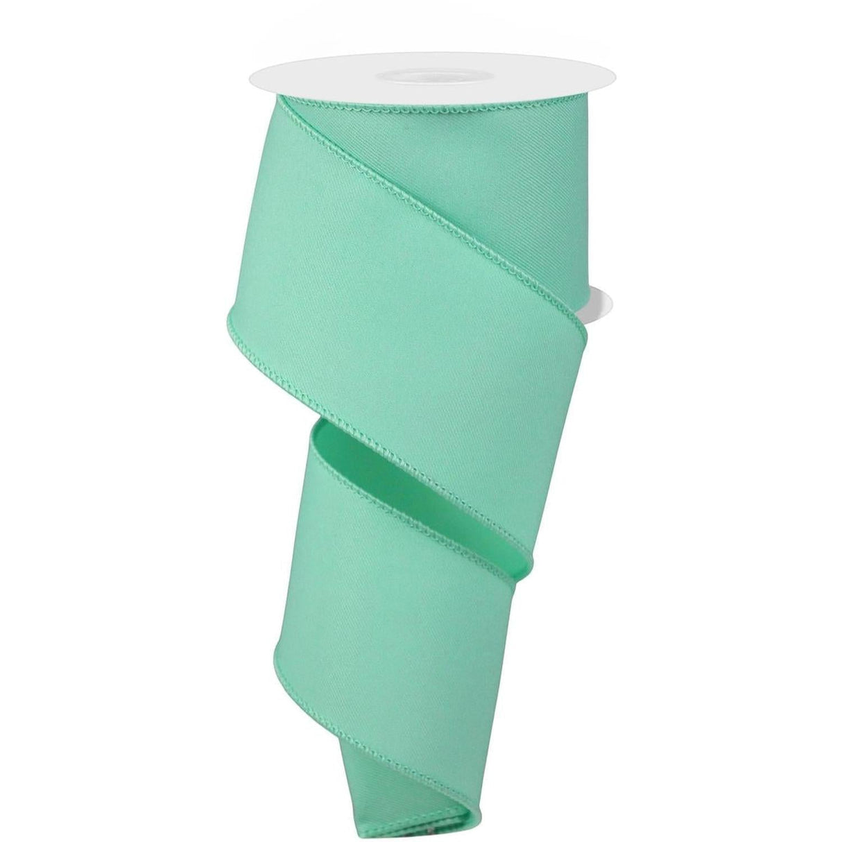 2.5" Diagonal Weave Fabric Ribbon: Mint Green (10 Yards)