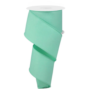 2.5" Diagonal Weave Fabric Ribbon: Mint Green (10 Yards)