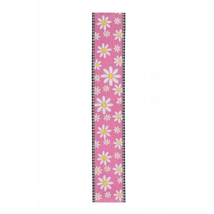 2.5" Embroidered Daisy Check Ribbon: Pink (10 Yards)