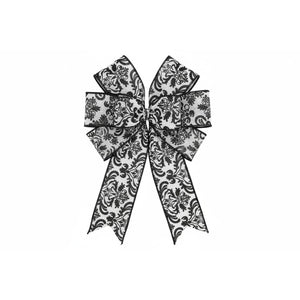 2.5" Faux Dupioni Damask Ribbon: Black & White (10 Yards)
