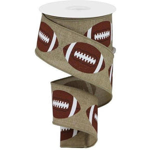 2.5" Football Royal Ribbon: Light Beige (10 Yards)