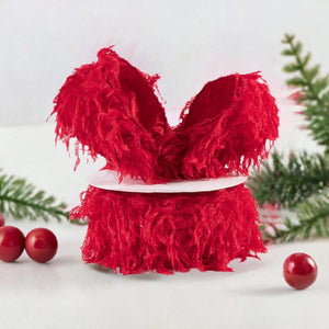 2.5" Furry Ribbon: Red (10 Yards)