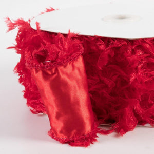 2.5" Furry Ribbon: Red (10 Yards)