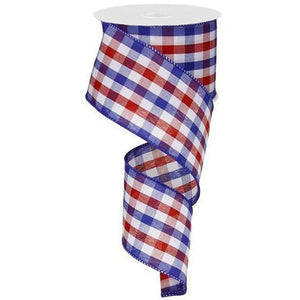2.5" Gingham Plaid Ribbon: Patriotic (10 Yards)