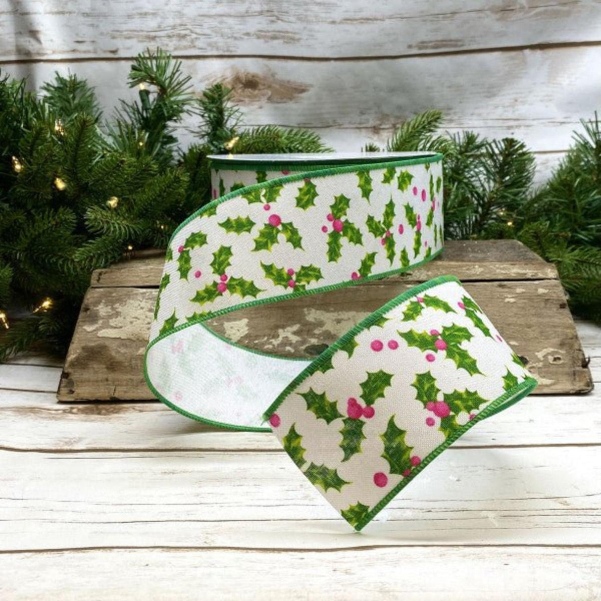2.5" Holly Ribbon: Red & Green (25 Yards)