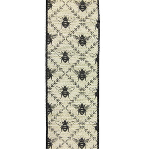 2.5" Honey Bee Trellis On Metallic Ribbon: Gold (10 Yards)