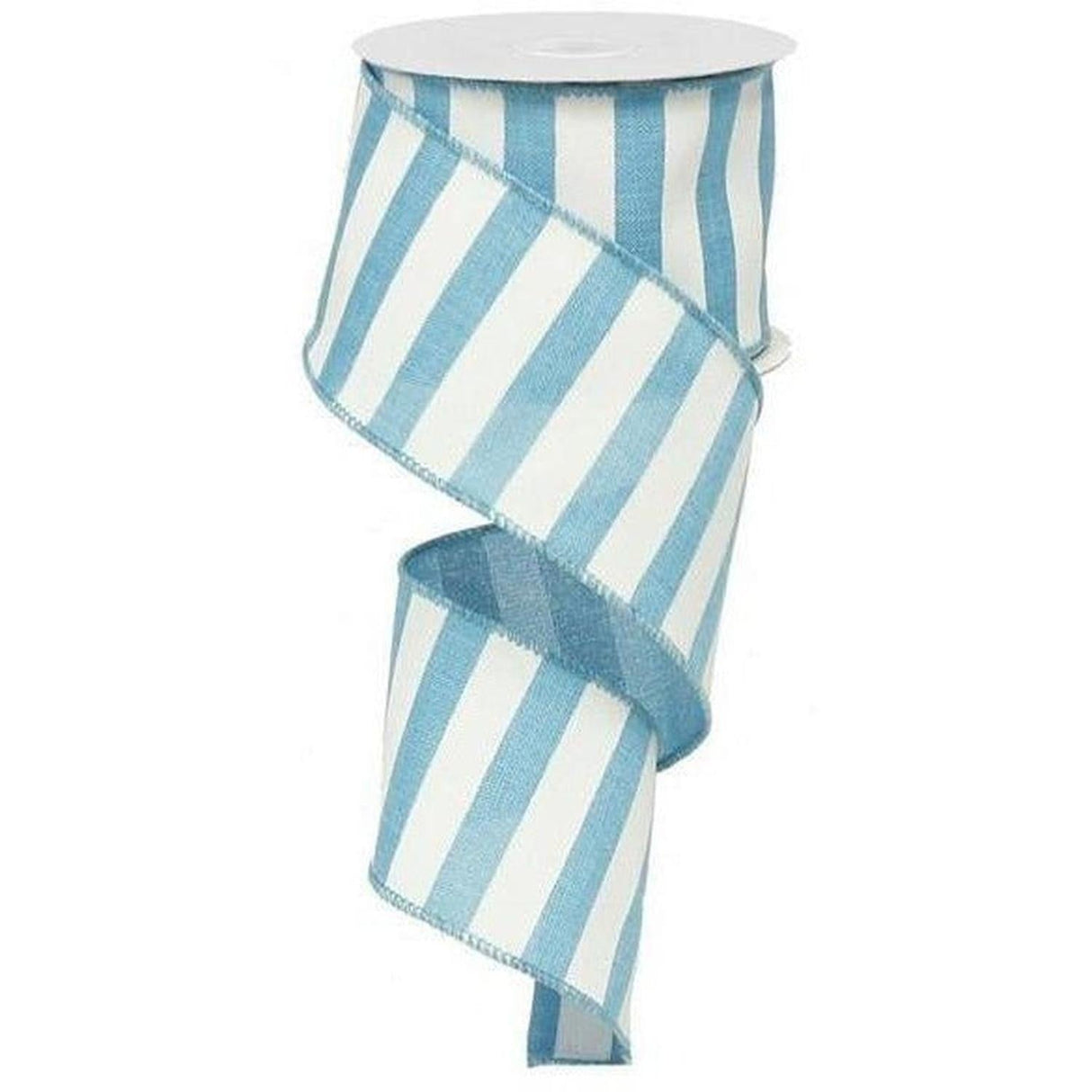 2.5" Horizontal Stripe Ribbon: Turquoise & White (10 Yards)