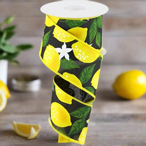 2.5" Lemon on Royal Ribbon: Black (10 Yards)
