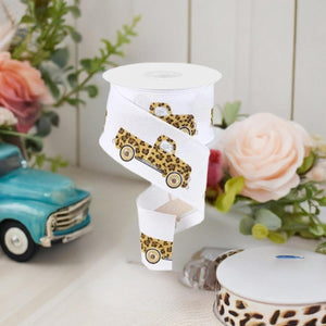 2.5" Leopard Truck Ribbon: White (10 Yards)