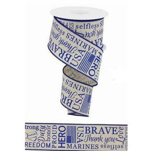 2.5" Marines Ribbon: Light Natural & Blue (10 Yards)