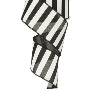 2.5" Medium Horizontal Striped Ribbon: Black/White (10 Yard)