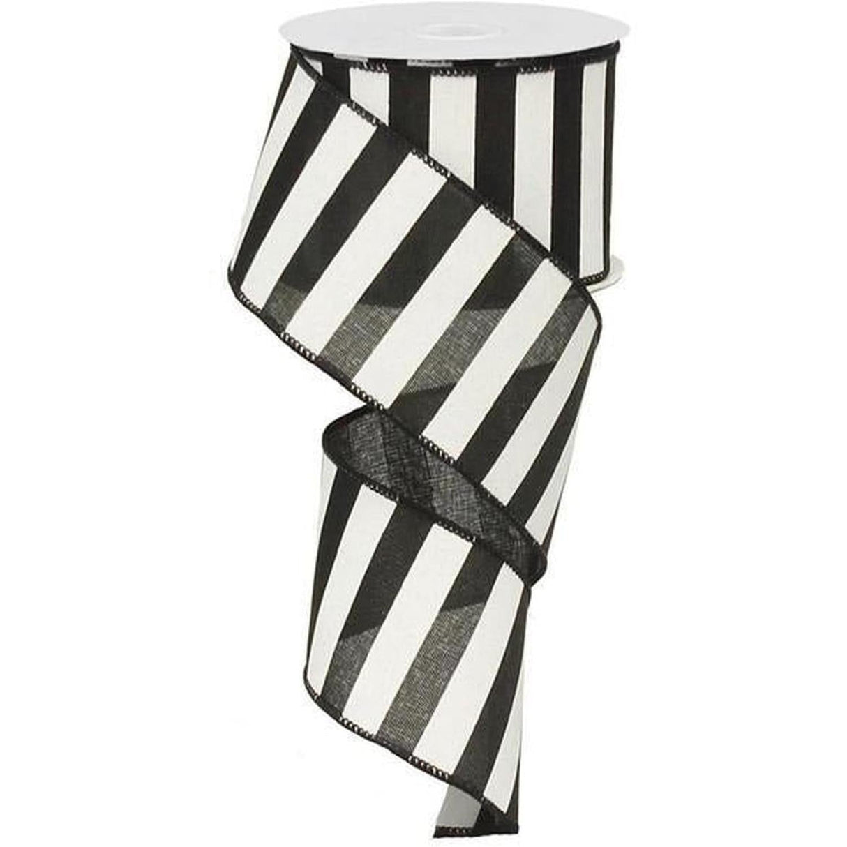 2.5" Medium Horizontal Striped Ribbon: Black/White (10 Yard)