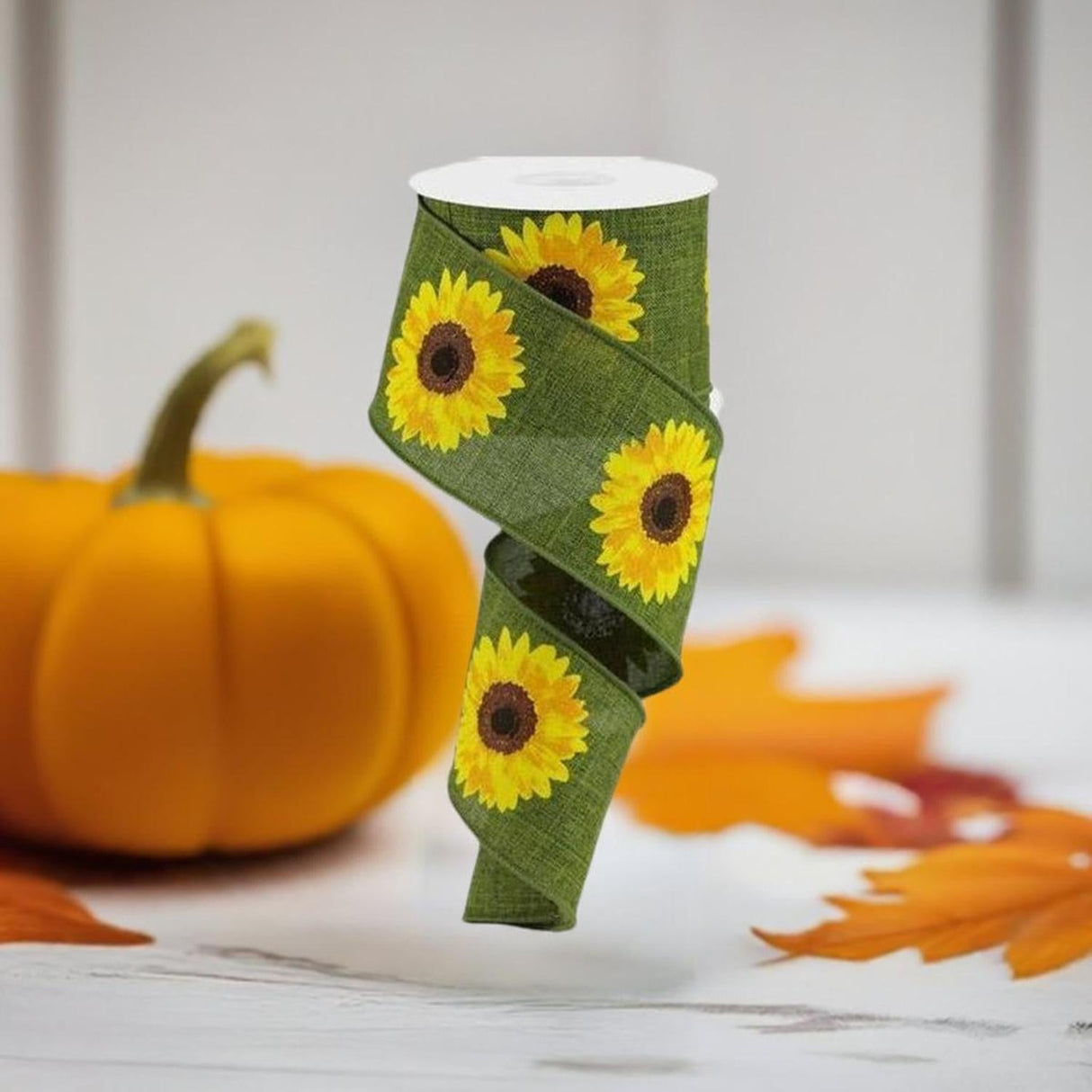 2.5" Moss Green Sunflower Ribbon