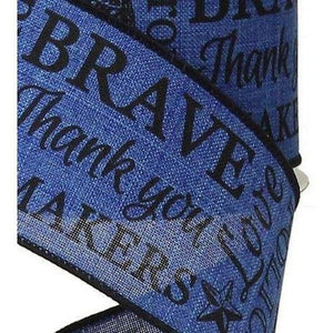 2.5" Police Support Ribbon: Black & Royal Blue  (10 Yards)