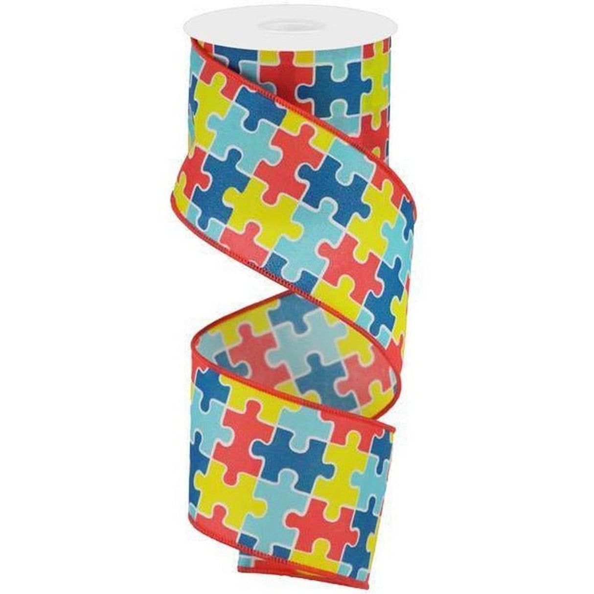 2.5" Puzzle Piece Ribbon: Autism Awareness (10 Yards)